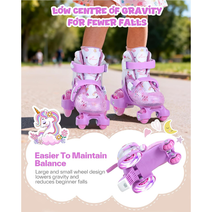 Ролики для дітей регульовані, рожеві, 24-31 розмір, для дівчаток, для занять в приміщенні та на вулиці, S(EU 28-31)