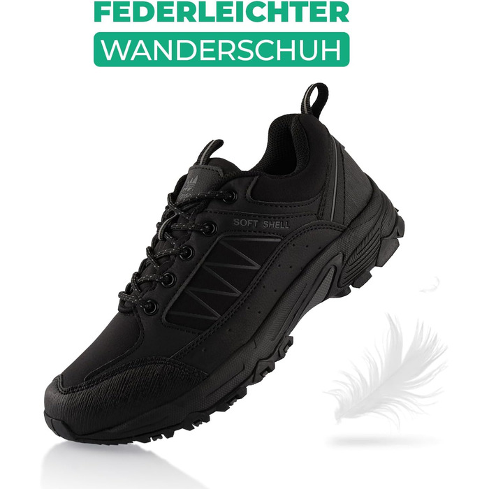 Трекінгові черевики Softshell для жінок та чоловіків. Черевики для хайкінгу та трейлраннінгу, 44 EU, чорний/сірий