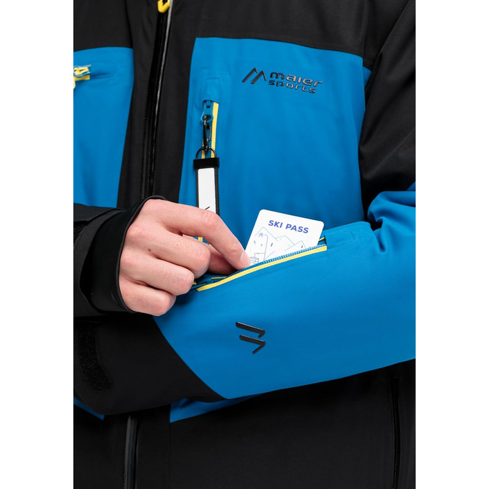 Чоловіча гірськолижна куртка Maier Sports Beskid 60 Black/Imperial Blue: водонепроникна, дихаюча, з 4-стороннім стретчем та утепленням mTHERM