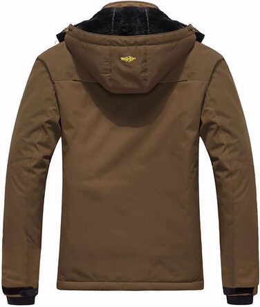 Чоловіча гірськолижна куртка Wantdo з флісовою підкладкою, водонепроникна та дихаюча, з капюшоном, вітрозахисна. Куртка Outdoor, кави, L