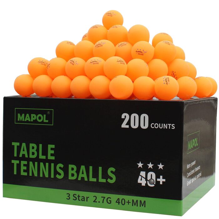 Набір настільного тенісу MAPOL: 200 шариків для пінг-понгу, 3 зірки, для професійного тренування, помаранчеві