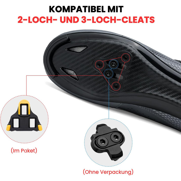 Велосипедні черевики для чоловіків та жінок, сумісні з SPD-SL педалями, встановлення SPD/Look KEO, розмір 38 EU, сірі