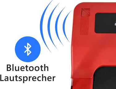MAXOfit Mini Laufband MF-2 з Bluetooth, пульт дистанційного керування, до 8 км/год, компактний, складний, з тримачем для планшета (Червоний)