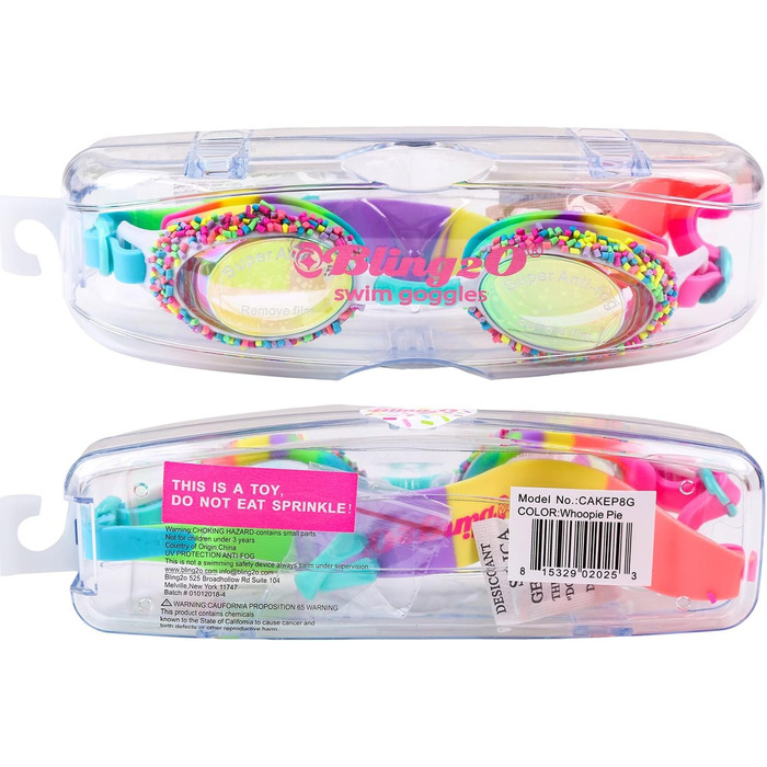 Дитячі плавальні окуляри Bling2o для дівчаток Whoopie Pie Brights, яскравий дизайн, силіконові, для басейну та моря
