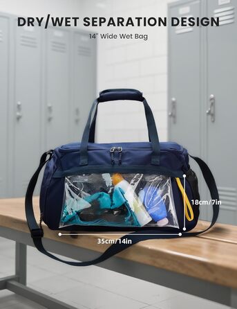 Спортивна сумка SKYSPER 35L з відділенням для взуття та мокрих речей - для фітнесу, спорту, подорожей (Блакитна)