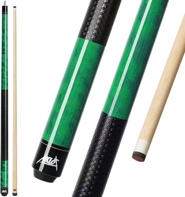 AKLOT Більярдний кий 58' (1.73 м) з канадського клена, 510-600г, з шкіряним наконечником 13 мм, 3D-поїлком та прецизійним з'єднанням, для гравців (зелений, 510г)