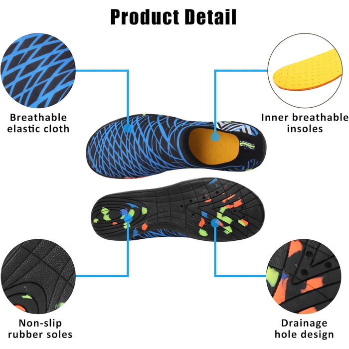 Водні черевики для жінок та чоловіків Tolaler: товсті, неслизькі, швидковисихаючі, міцні та довговічні для пляжу, подорожей та плавання (39 EU, B 03)