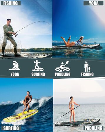 Надувний SUP-борд A&BBOARD з аксесуарами, 335x88 см, подвійна помпа, рюкзак, стабільний дизайн, для молоді та дорослих, колір Лава Грін + Дракон