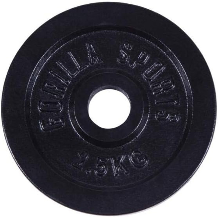 Диски для штанги GORILLA SPORTS, набір/окремо, 0,5–30 кг, чавунні, 30/31 мм, сріблясто-чорні – бампери для штанги