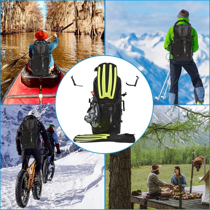 Водонепроникний рюкзак 35L для каякінгу, рафтингу та пляжу (Чорний)