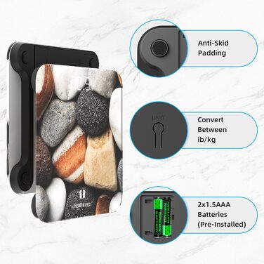 Цифрова вага Healthkeep з LED-дисплеєм, висока точність, Step-on, до 180 кг, дизайн «Кам'яна бруківка»