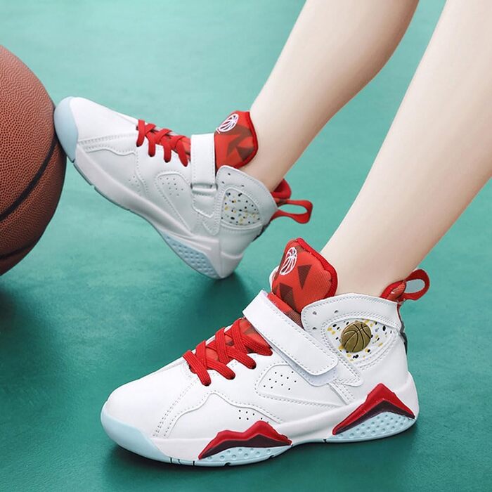 Дитячі баскетбольні кросівки: антиковзаючі, для хлопчиків та дівчаток, розміри 28-39 EU, червоно-білі