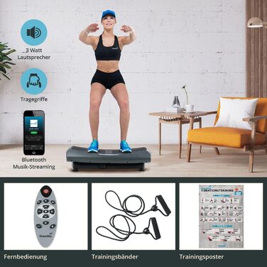 Платформа для вібраційного тренування Skandika V2000 4D Grey | Вібраційна платформа 4D, Bluetooth, пульт ДУ, 60 рівнів, 3+3 програми