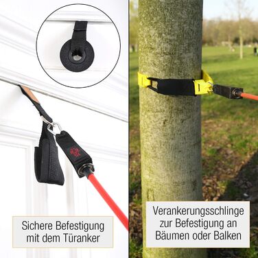 Набір еластичних стрічок High Pulse® з 5 рівнями опору, включаючи петлі для ніг, ручки, анкер для дверей, експандер та постер з вправами для фітнесу – стрічки опору для силових тренувань, домашніх занять та йоги