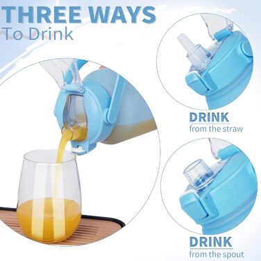 DEARRAY Спортивна пляшка для води 2 л Tritan з трубочкою, BPA-free, мотиваційна, з часовою міткою, для спорту, фітнесу, туризму, блакитна/темно-синя
