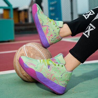 Чоловічі баскетбольні кросівки для студентів, антиковзаючі, зносостійкі, модні спортивні кросівки, великі розміри. Червоно-зелені (45 EU, Lvzi)