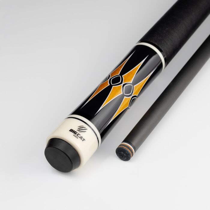 Більярдний кий Big Cat Carbon Gold Series GLD-3, карбоновий шафт Pro Taper 30.5 см, накінечник 12.4 мм, вага 19oz, чорна ірландська лляна обмотка