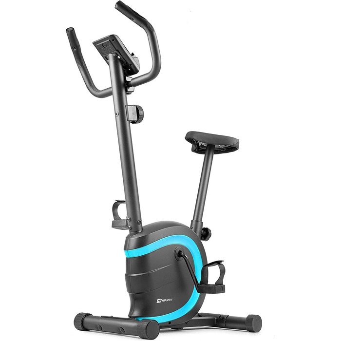 Велотренажер Hop-Sport HS-015H для дому, компактний, для літніх людей, з пульсометром і антиковзкими педалями, бірюзовий