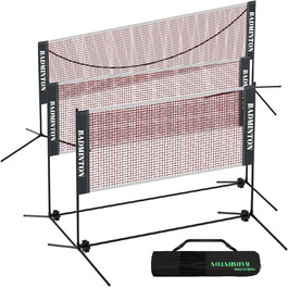 Мережа для бадмінтону та тенісу, 510 см, регульована висота, для саду та залу