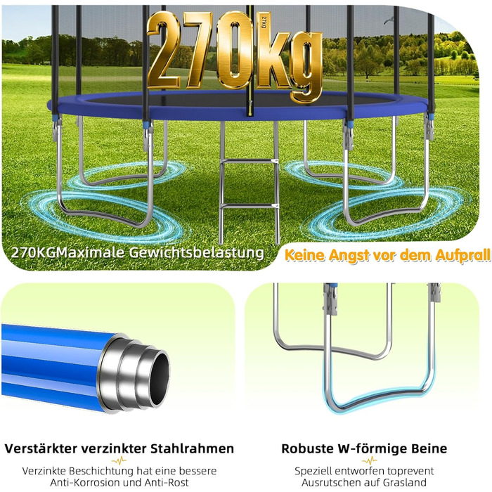 Батут Redkid Outdoor 305/366 см з сіткою, драбиною та баскетбольним кільцем, до 165 кг