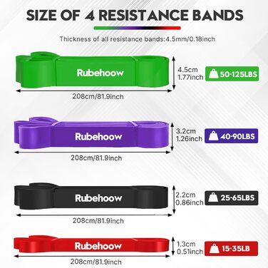 Набір еластичних стрічок RUBEHOOW для фітнесу та йоги (15-120 lbs)