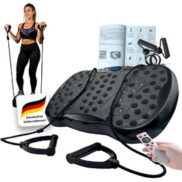 Вібраційна платформа Winch W.1.0 PRO | Електрична віброплатформа для дому | До 150 кг, 120 рівнів, з пультом ДУ, стрічки опору, чорний