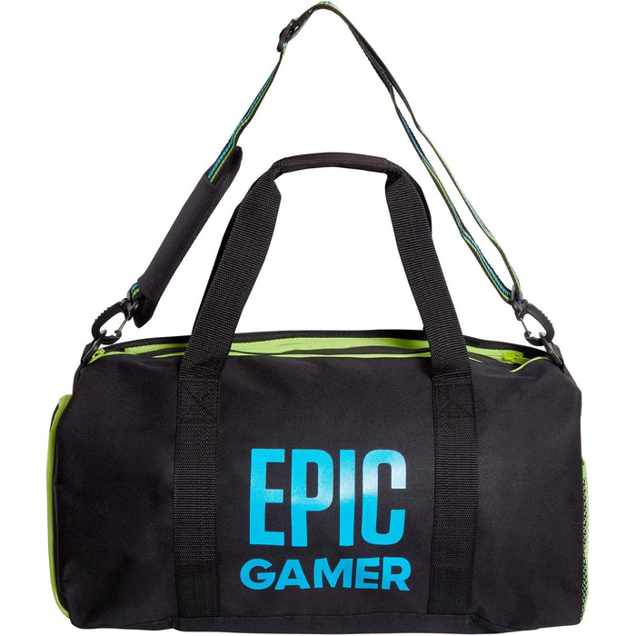 Спортивна сумка Epic Gamer для дорослих і дітей, чорна, з плечовим ременем, відділенням для взуття та водонепроникним відділом, універсальний розмір, Barrel Bag