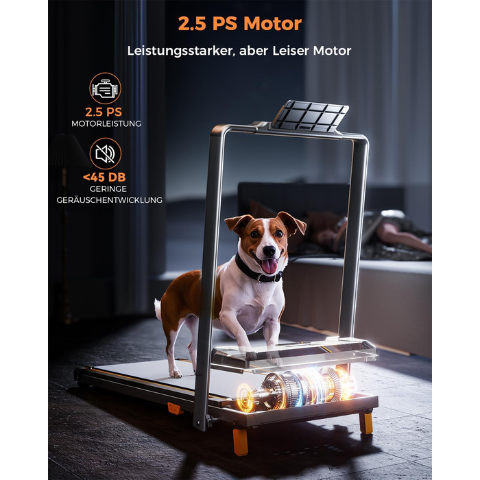 Бігова доріжка для дому та офісу, Walking Pad з нахилом 5%, потужність 2.5 HP, тиха бігова доріжка з пультом дистанційного керування, до 150 кг, чорний колір