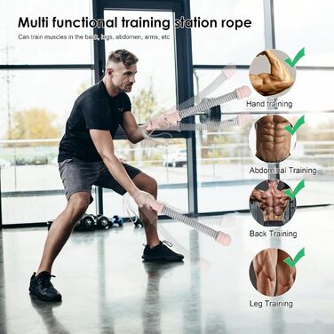 Бійцівське канат Ropeless для фітнесу, регульований, портативний, для дому, для тренувань всього тіла та спалювання жиру, 2 шт (Рожевий)