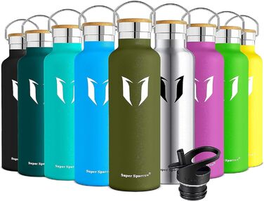 Термос-бутилка Super Sparrow 1000 мл з нержавіючої сталі, герметична, BPA-free, для газованої води, спорту, дітей, школи, фітнесу, кемпінгу