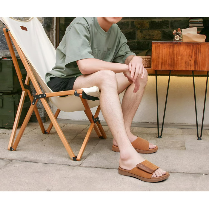 Чоловічі сандалі ONCAI з регульованими ремінцями, відкритим носком, спортивні слайди, пляжні сандалі з м'якою устілкою та підтримкою склепіння стопи, розмір 43.5 EU, хакі