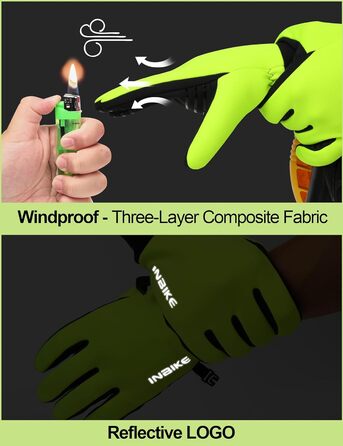 Зимові рукавички для велоспорту та катання на лижах з сенсорним екраном, вітрозахисні, теплі, зелені, XL