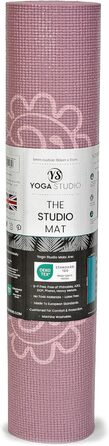 Килимок для йоги Von Yoga Studio з малюнком мандали, 183x61 см, 6 мм, неслизький, зносостійкий PVC, колір Лотос Dusty Pink