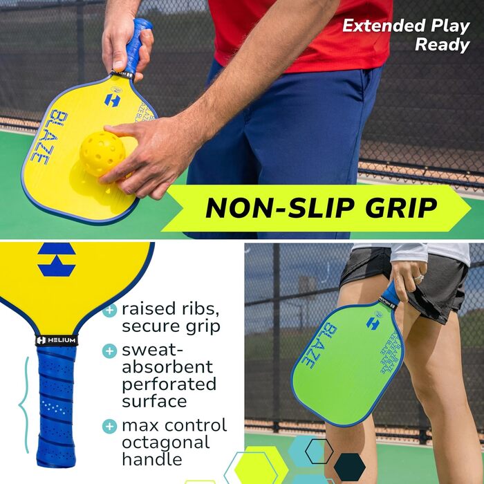 Набір ракет для піклболу Helium, 4 шт., USAPA, графіт-скловолокно, 12 мм Honeycomb Core, Blaze