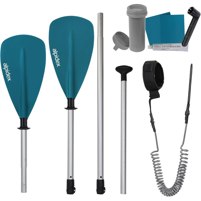 Надувна SUP-дошка ALPIDEX 320×76×15 см, комплект: весло, плавці, насос, рюкзак, ремкомплект, до 200 кг