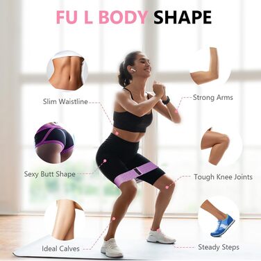 Фітнес-резинки Flintronic для стегон та сідниць: набір для йоги, пілатесу та силових тренувань (B-Чорний+Lila+Зелений)