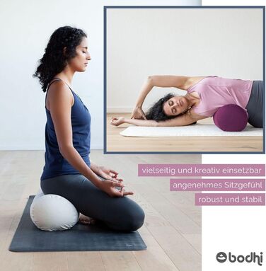 Болстер для йоги Bodhi ECO з наповнювачем з капоку, знімний чохол із 100% органічної бавовни, подушка для йоги 65x22 см, чорний, для відновлювальної йоги