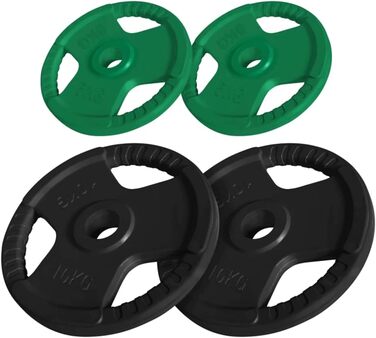 Обважнювачі GORILLA SPORTS 1,25-25 кг, гумові, з ручкою, 50 мм – диски для штанги, олімпійські гирі, фітнес