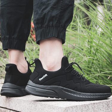 Чоловічі кросівки Feethit для спорту, бігу, тенісу та фітнесу. Легкі, дихаючі, чорного кольору. Розмір 40 EU