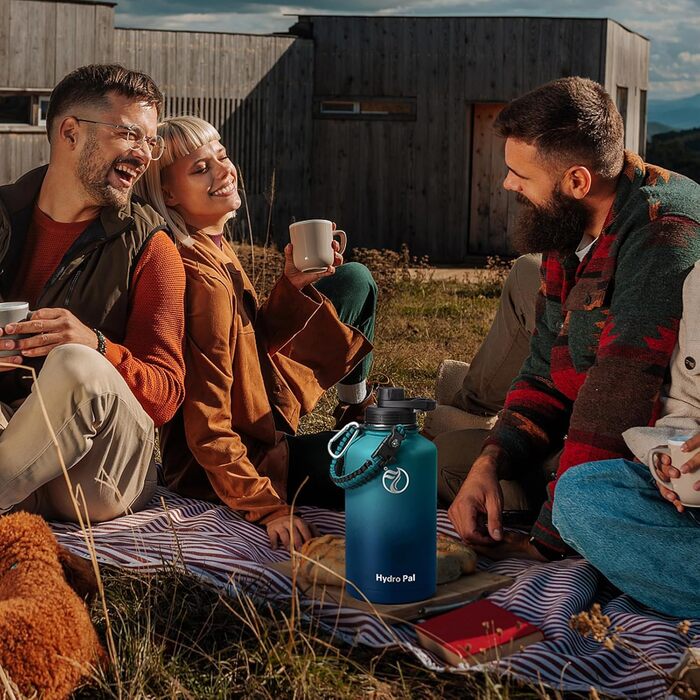 Термопляшка HydroPal з нержавіючої сталі, 1900 мл (з трубочкою, 2 кришки), BPA-Free, для газованих напоїв