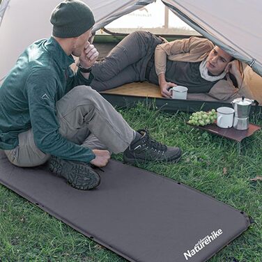 Naturehike Саморозгортальний килимок для сну 5 см, туристичний килимок для кемпінгу, з'єднується з іншими, для наметів, гамаків, походів, сімейного кемпінгу | R-значення 4.8, зелений (сірий)