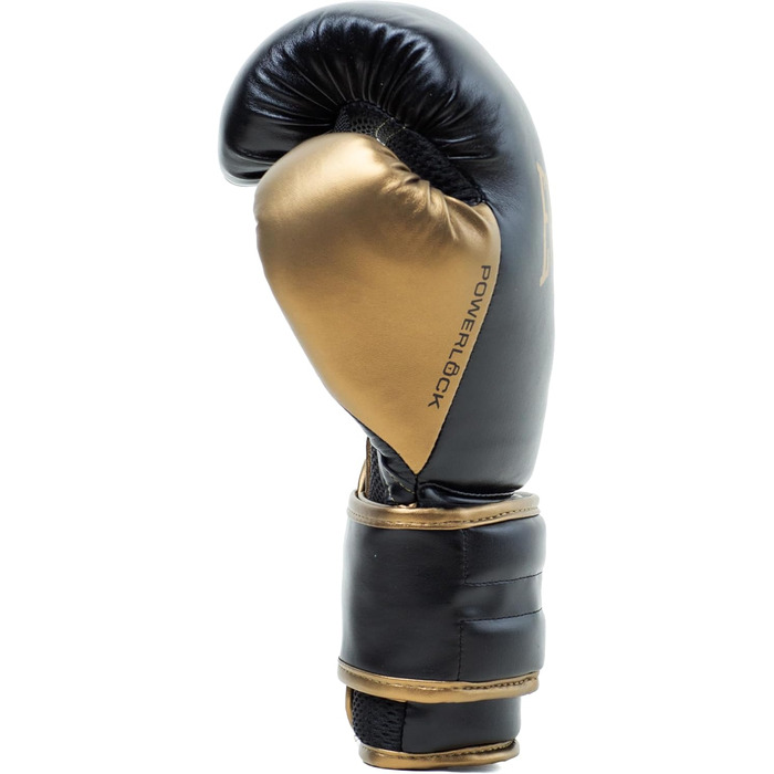 Боксерські рукавички Everlast Powerlock 2R, 10oz, чорний/золотий, для спарингу та роботи з боксерською грушею