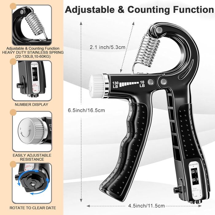 Набір для тренування рук Aurivee (6 шт.) - тренажер сили хвата, п'ятипальцевий тренажер, кільце для тренувань та м'яч для зняття стресу з сумкою