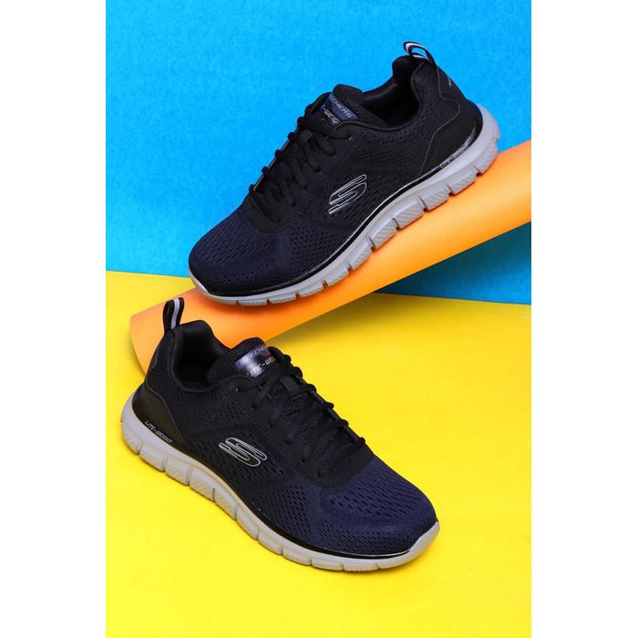 Чоловічі кросівки Skechers Track Ripkent (42.5 EU, Wide Fit), темно-сині з чорною обробкою, сітчасті