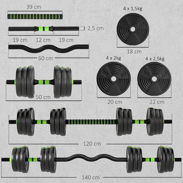 Набір гантелей SPORTNOW, регульовані, 25 кг: комплект коротких гантелей, штанга та гантелі для силових тренувань