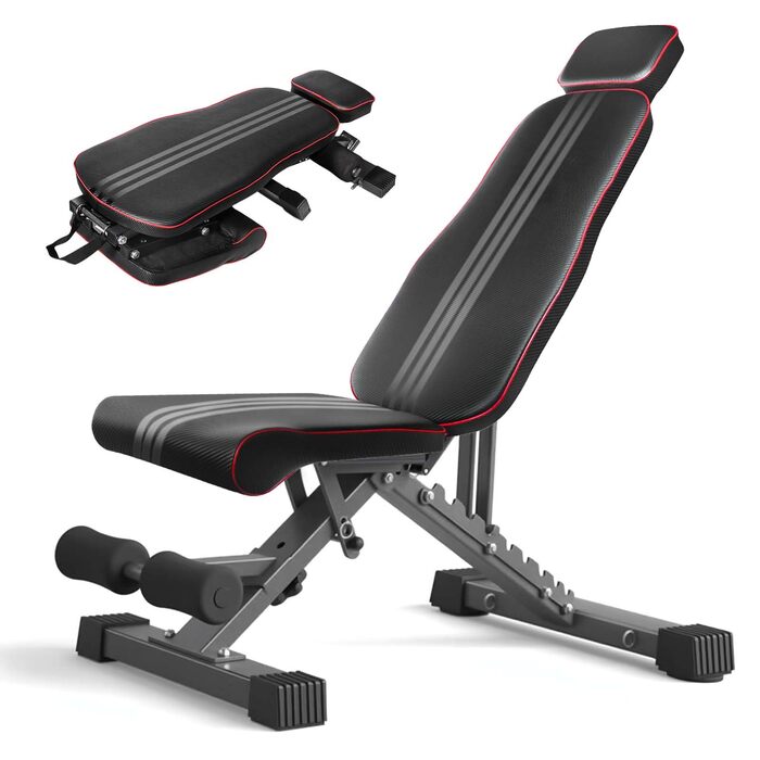 Складана лава для тренувань Hantelbank, 300 кг, регульована, багатофункціональна, для всього тіла