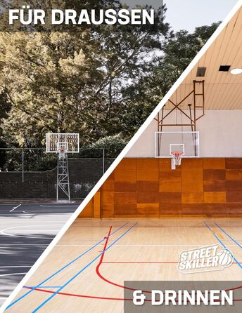 Баскетбольний кошик STREETSKILLER 43 см з дошкою, металевою сіткою та кріпленням для стіни, комплект для монтажу, для дітей і дорослих, для вулиці та приміщення, фіолетово-жовтий