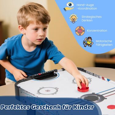 COSTWAY Аерохокейний стіл 42 дюйми з електронним LED-табло, 2 шайби, 2 ручки, 2 цілі, 106,5 x 53,5 x 30,5 см