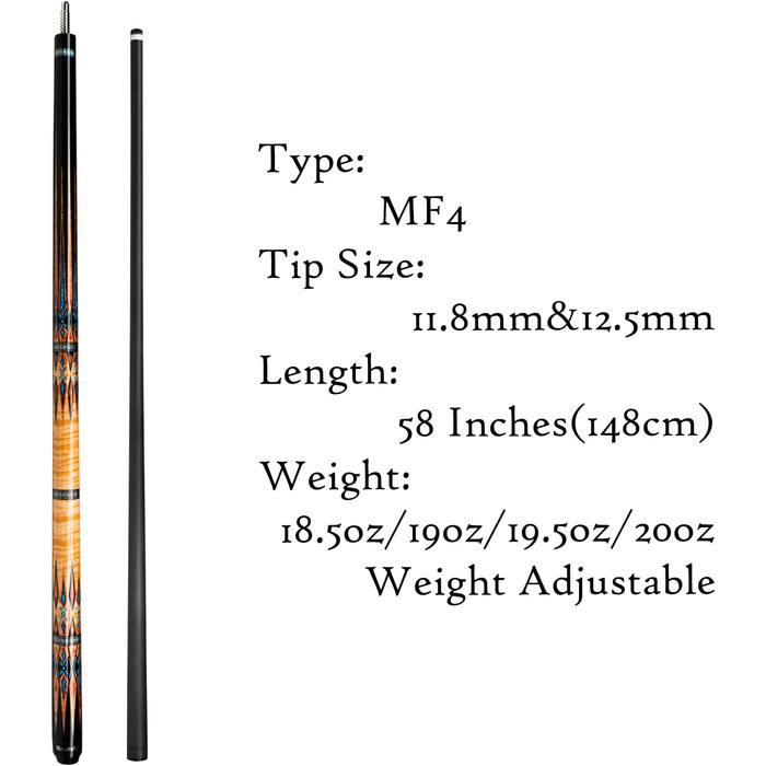 Біліардний кий Moyerely з карбону, 12.5 мм, професійний з чохлом (MF2)