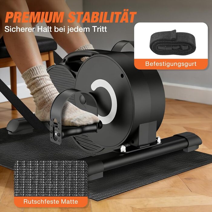 Магнітний педальний тренажер DH FitLife 2026 для дому та реабілітації, міні-велосипед з дисплеєм, 16 рівнів навантаження, для літніх людей, до 220 кг